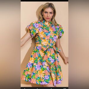 Flying Tomato woven floral mini dress NWT